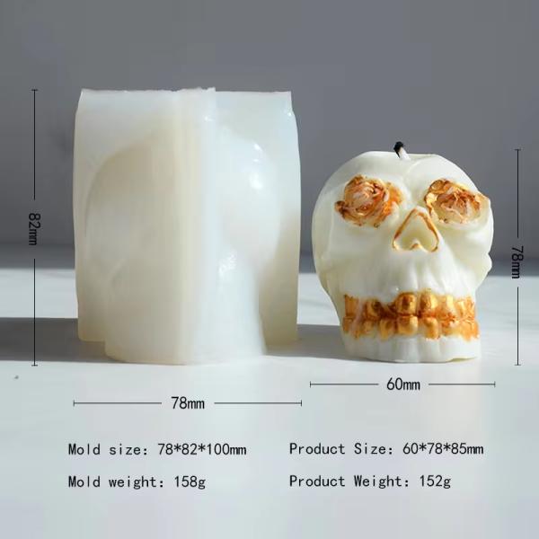 Resin Candle Molds 3d Skull Silicone Mould For Making Candle Soap Cake Decor