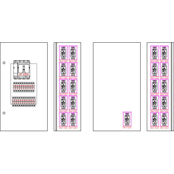 Syntax 200AMP Metal Enclosure Power Distribution Electrical Panel with 21pcs GFCI 20A Duplex