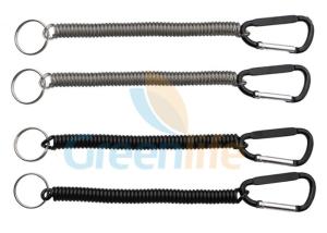 Steel Coil Fishing Tool Lanyard Safety Straps Black Karabiner Hook Split Ring
