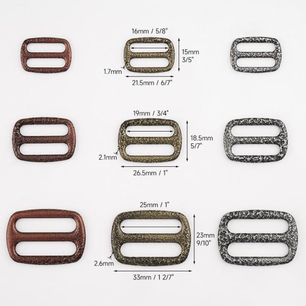 19mm Adjustable Buckle Metal Triglide Slider Custom Size Side Adjusters for Bag Hardware