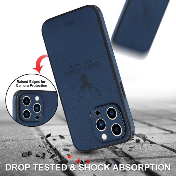 Caixa de telefone móvel TPU de couro padrão de veado para iPhone 15 Pro Max 14 Pro Proteção de lente da câmera