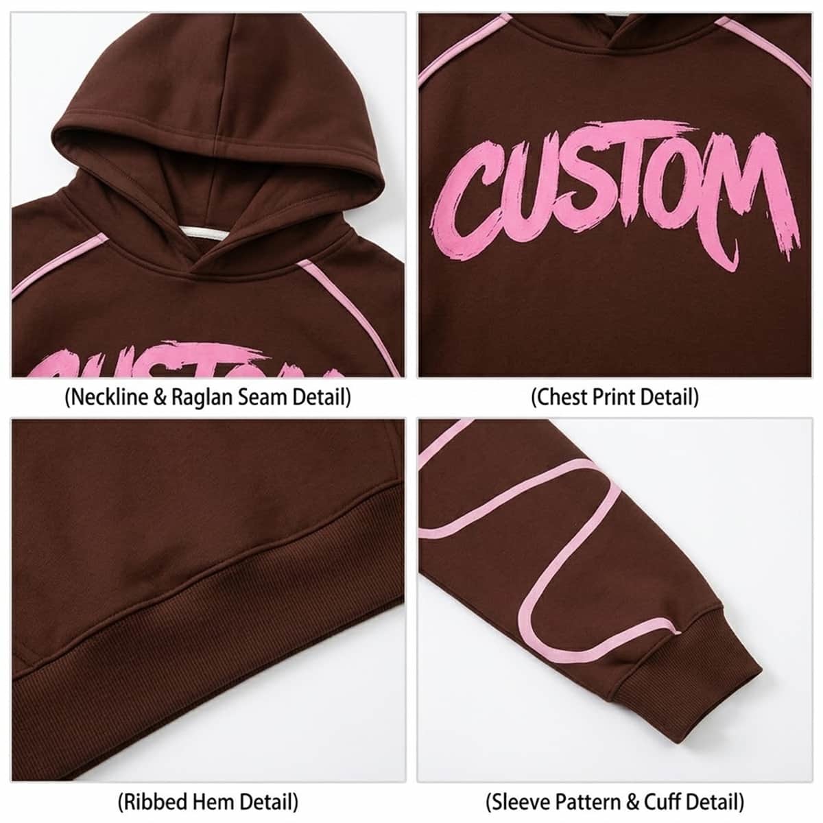 Custom Heavyweight Brown Oversized Hoodies with Puff Print and Back Graphic