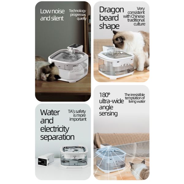 Eco-Friendly Large Capacity Wireless Smart Pet Water Fountain with 304 Stainless Steel & PC Automatic for Cats & Dogs Indoor Use