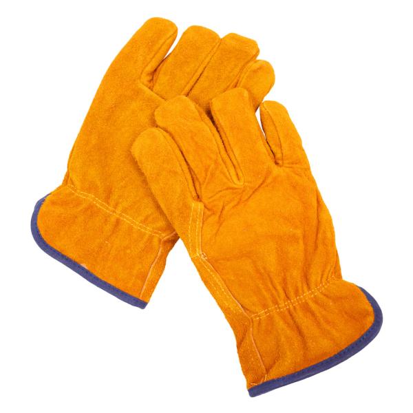 Winter Fleece Lined Leather Gloves  Yellow High Temperature BBQ Gloves
