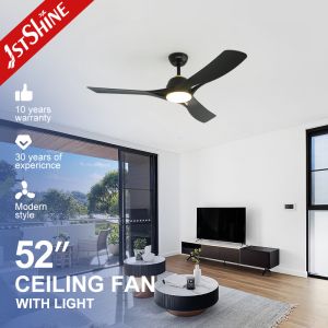 52 Inches Stealth Matte Black Modern Ceiling Fan with Tri-Color LED Light and DC Motor
