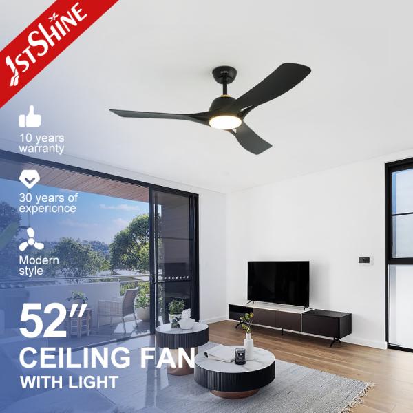 52 Inch Modern Black Ceiling Fan with LED Light Featuring Silent DC Motor and Durable ABS Blades