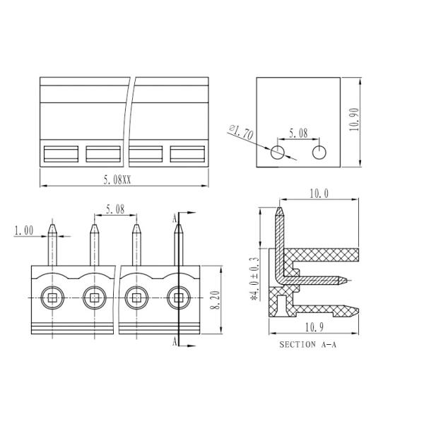 Тип пулгабле соединитель штыря тангажа 2П-12П 300В 10А РД ХТ508Р 5.08мм мужской затыкает внутри цвет терминального блока зеленый