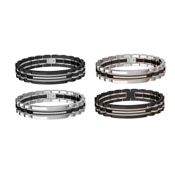 Rose Gold Diamond Stainless Steel Bracelet Unchanged Black Cross Stainless Steel Jewelry