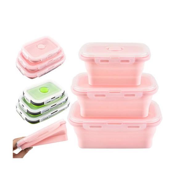 FDA silicone foldable lunch box silicone microwave lunch box portable silicone lunch box