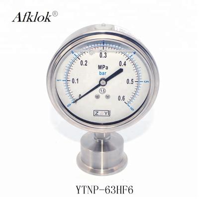A parte inferior de aço inoxidável de 63mm conecta o óleo - tipo sanitário enchido calibre de pressão