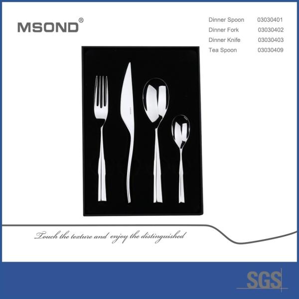 Eco Friendly 206mm Luxury 304 SS Cutlery Set Mirror Polish