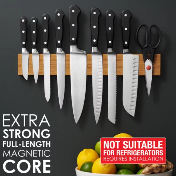 Customized Wooden Magnetic Knife Holder Walnut Magnetic Knife Block Sleek Design