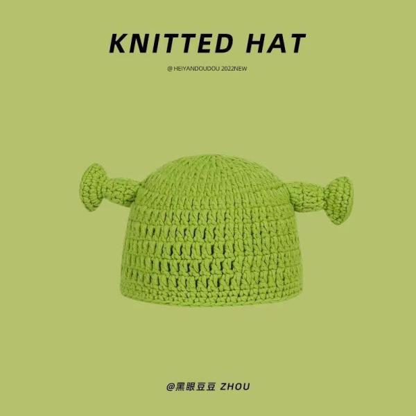 Unisex Adult Hat Party Balaclava Monster Shrek Wool Winter Knitted Green Funny Beanie Skullies Hat for Handmade