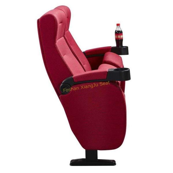 Fire Resistant Red Fabric Folding Movie Theater Chairs Tip Up By Gravity