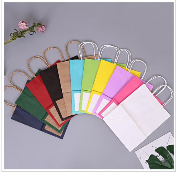 Eco Friendly 140 Gsm  Kraft Paper Bag Personalized Paper Bags Colorful Kraft Paper Bag with Handle Green