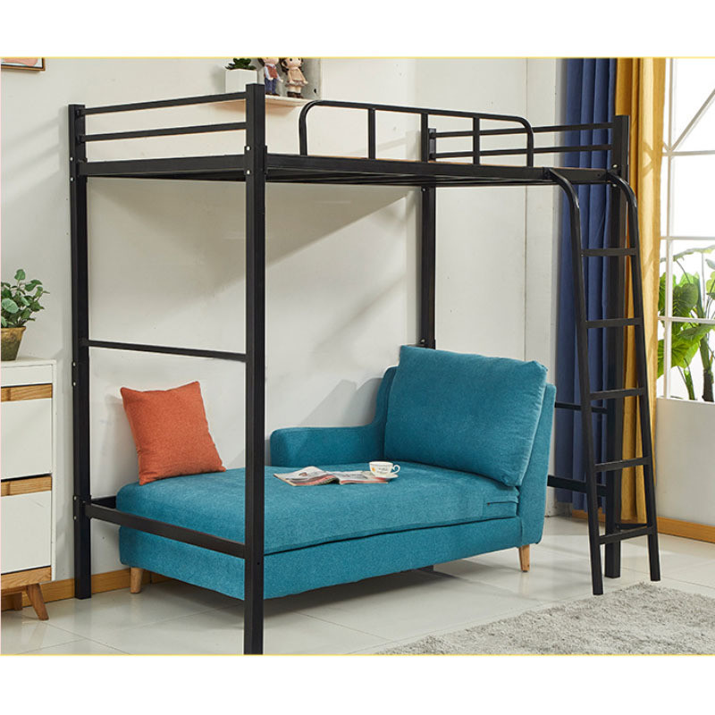 Queen Size Metal Loft Bunk Bed with Wooden Cabinet Modern Design and Hotel Style