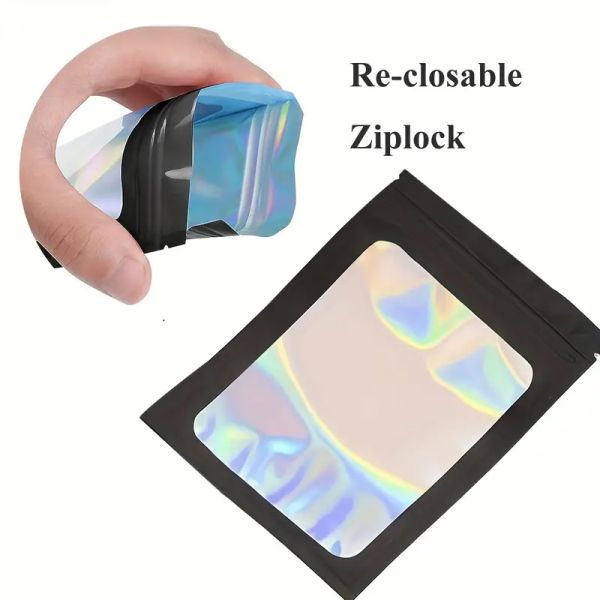 Custom Logo Resealable Smell Proof Aluminum Foil Edible Small Food Zip Lock Plastic Packaging Mylar Hologram Bags