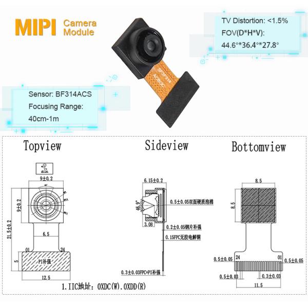 1MP HD 720P 1/4 polegada BF314ACS Sensor 24 pin Mip Modulo de câmera