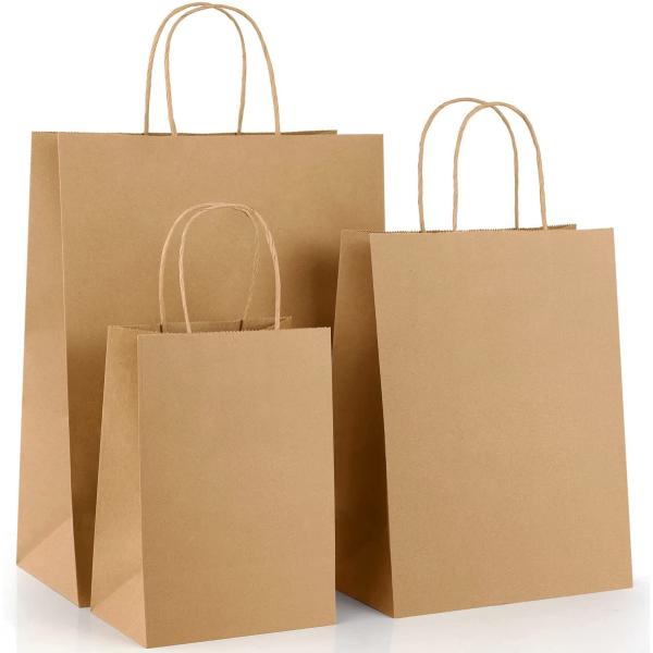 Multicolor Paper Takeout Bags Brown Food Bags With Handle 140gsm