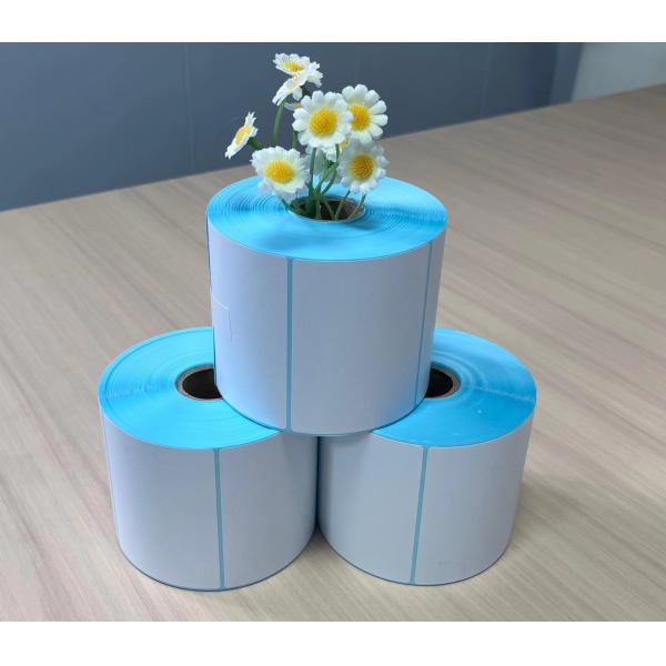 adhesive thermal sticker blank sticker blue color liner adhesive barcode sticker