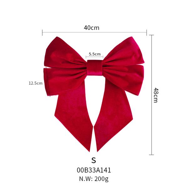 MSD Window Decor Giant Velvet Bow with 3D Decor Customizable Red Velvet Ribbon Bows