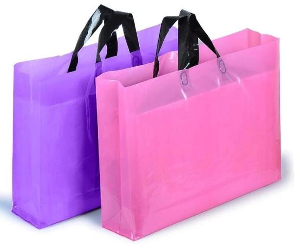 Cloth Packaging, Apparel Bags, Merchandise Pink and Purple Thick Plastic PVC Gift Bags Retail Clothing Shopping Bags