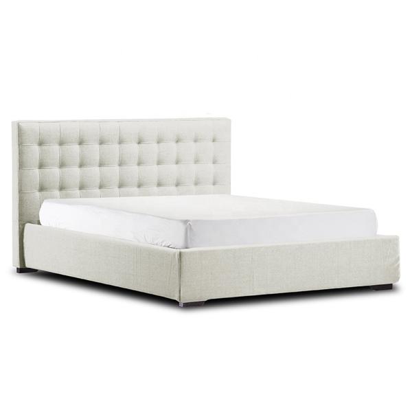 Stain Resistant Ottoman Bed Double Size Multipurpose With White Headboard