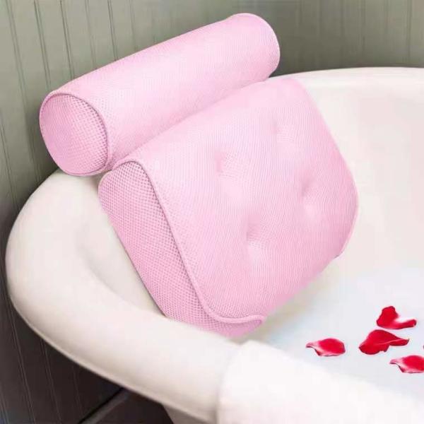Health Care Function OEM 4D Bathtub Headrest Pillow Knitted Bath Pillow With Suction