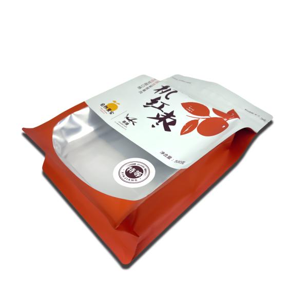 Organic Food Packaging Customized Flat Bottom Zipper Bag With Clear Window