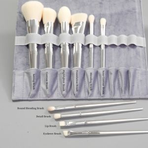 14Pcs Bright Silver Professional Makeup Brush Set