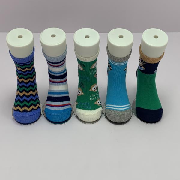 Newborn Boy Socks Standard Thickness Blue Knitted Long Breathable Cotton Cute Pattern