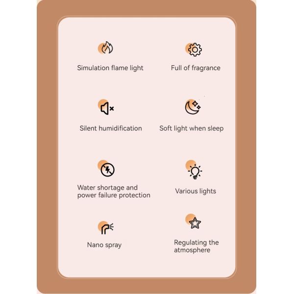 Plastic Material 3D Flame Aroma Diffuser USB Air Humidifier Fireplace Design For Hotel