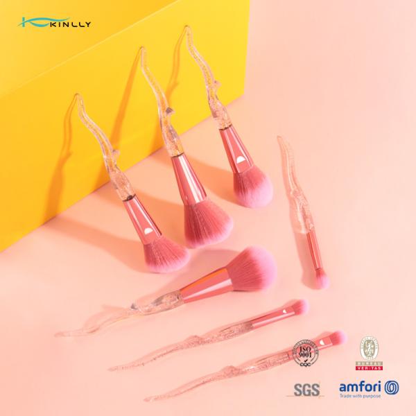 Plastic Handle 7 Piece Makeup Brush Set Synthetic Bristles For Powder Foundation
