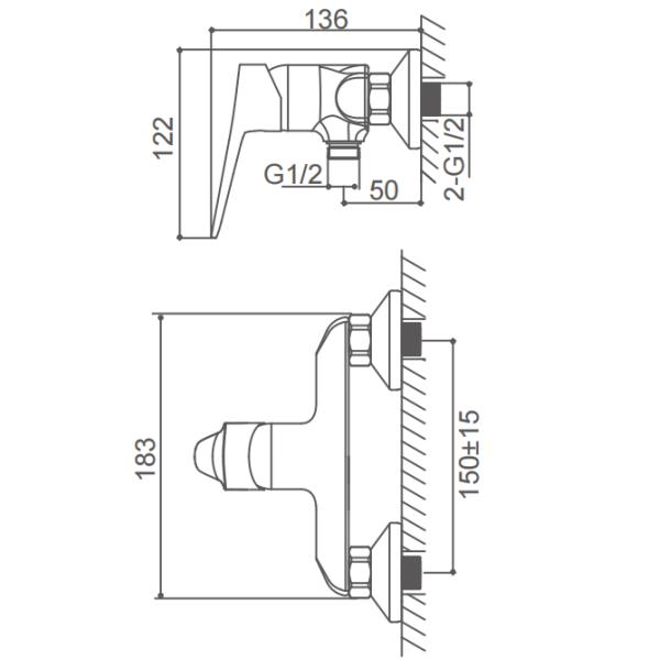 Zinc Single Handle Shower Mixer Hot And Cold Shower Faucet Anti Rust