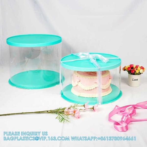 Tall Clear Cake Boxes With Ribbon - Gold Round Clear Cake Box For Birthday Cake | Wedding Cake Transparent Cake Box