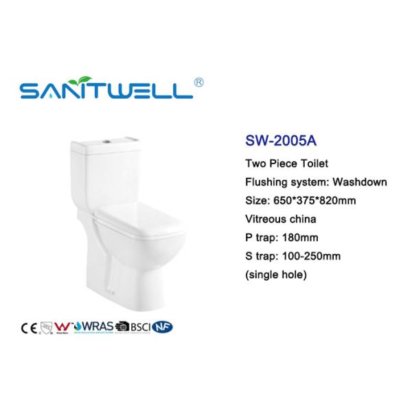 White Color Close Coupled Water Efficient Toilets Ceramic Material 650 * 375 * 820mm