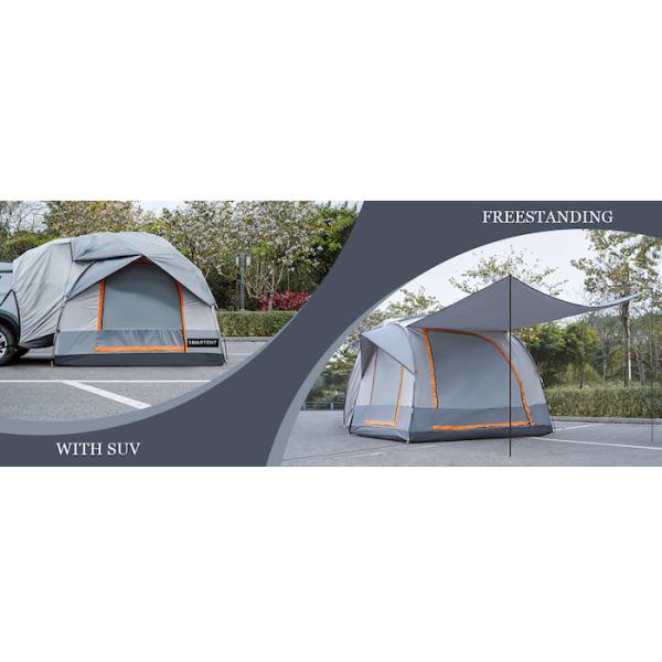 6 человек Серая покрытая полиэстером 210D SUV кемпинговая палатка с сетчатыми окнами и УФ-защитой