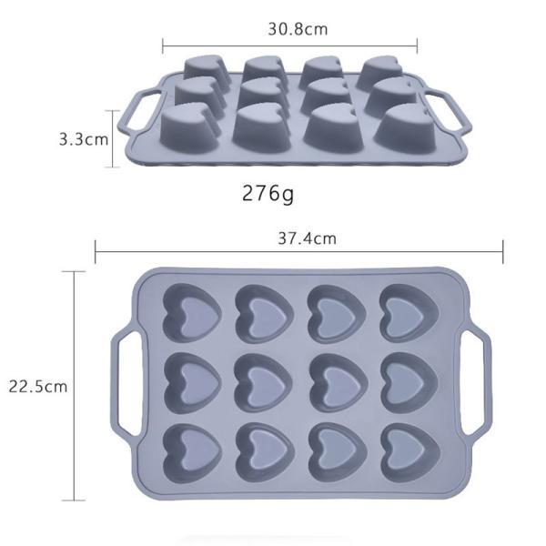 Household Non Stick Heart Shaped Silicone Muffin Moulds