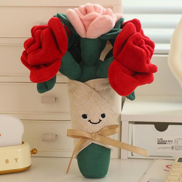 Pink Rose Couple Festival Birthday Gifts for Girls Wholesale Rose Artificial Flower Bouquet