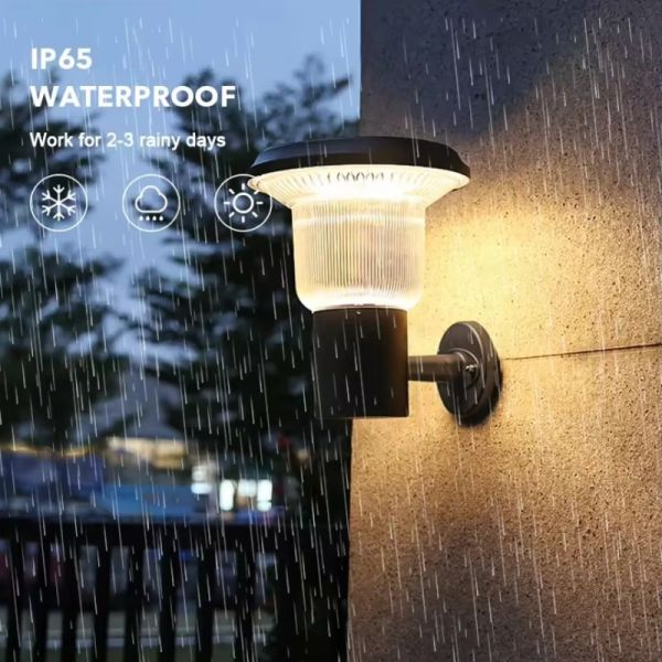 LED Solar Wall Light With 3000K Warm Light & Easy Mounting for Garden Fence & Walkway
