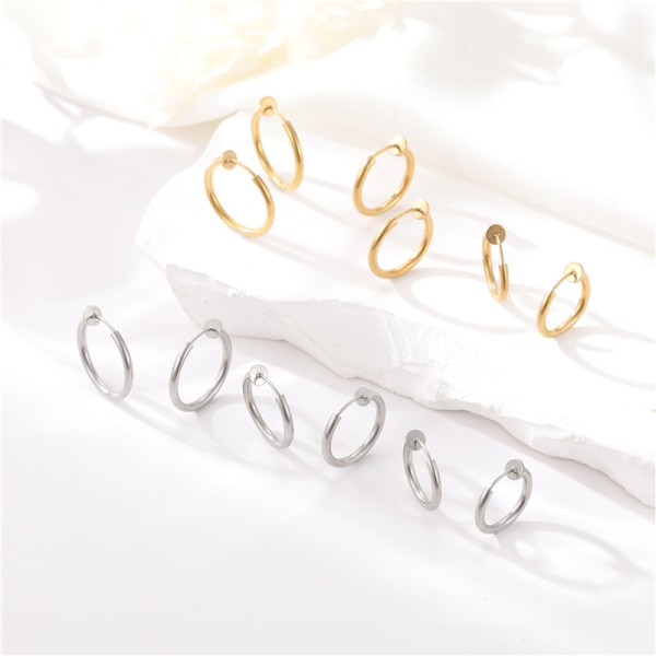 Wholesale Fashion Gold Plated Stainless Steel Spring Ear Clips No Piercings Required Premium Look Suitable for Both Men Women