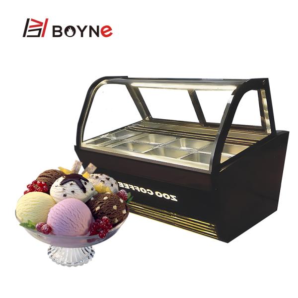 Arc Shape 450W Ice Cream Display Fridge For Milk Tea Shop