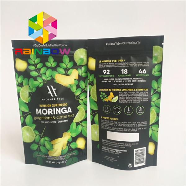 Levante-se os malotes plásticos Ziplock que empacotam o saquinho de chá alinhado do verde do pó de Matcha da folha de alumínio