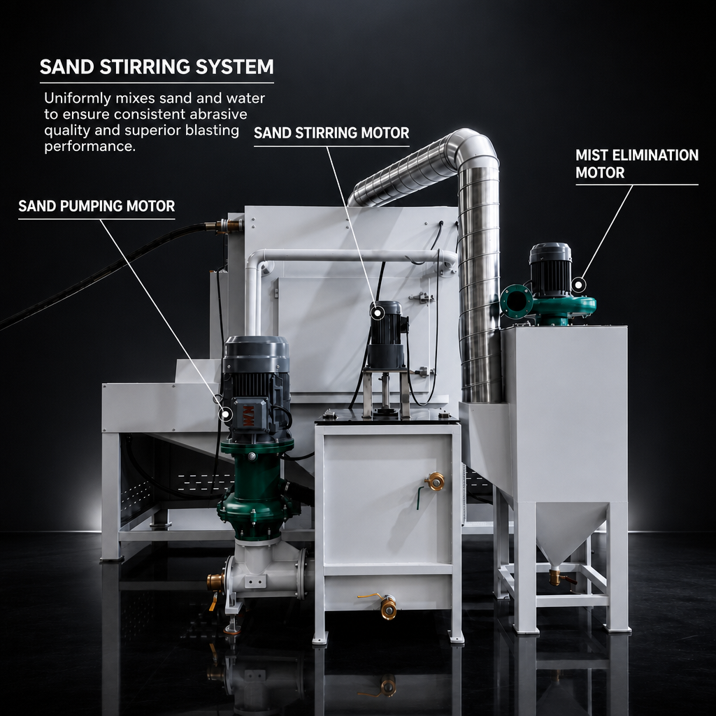 Automatic Stainless Steel 304 Wet Sandblasting Machine Dustless Abrasive Blaster with 16 Guns for Mobile Phone Case Zirconia Sand