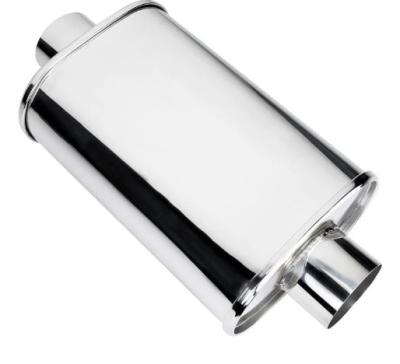304 Stainless Muffler Mirror Polished 2.5 Inlet 3 Outlet