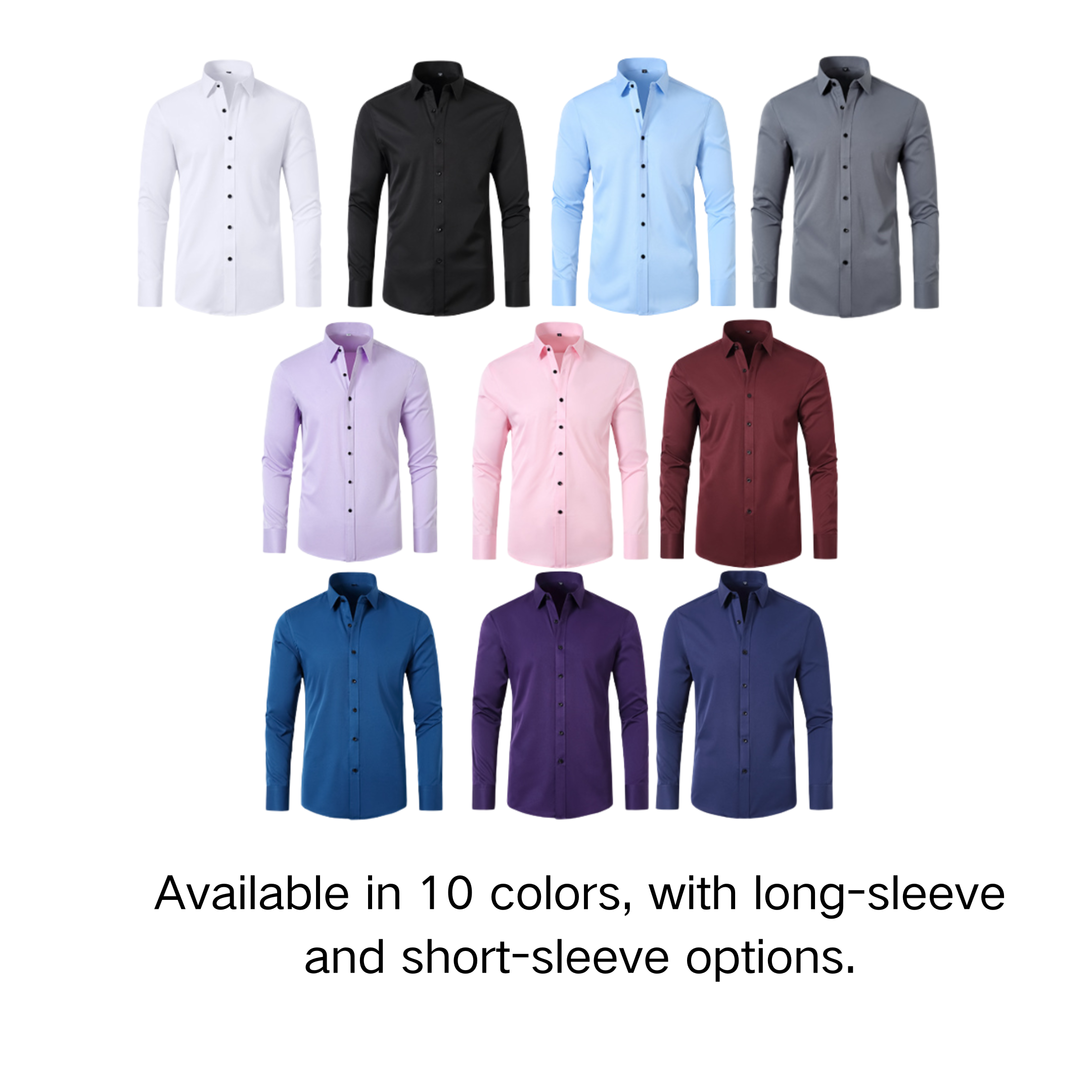 Slim Fit Mens Long Sleeved Shirt Wrinkle Resistant 4 Way Stretch Button Down Shirt