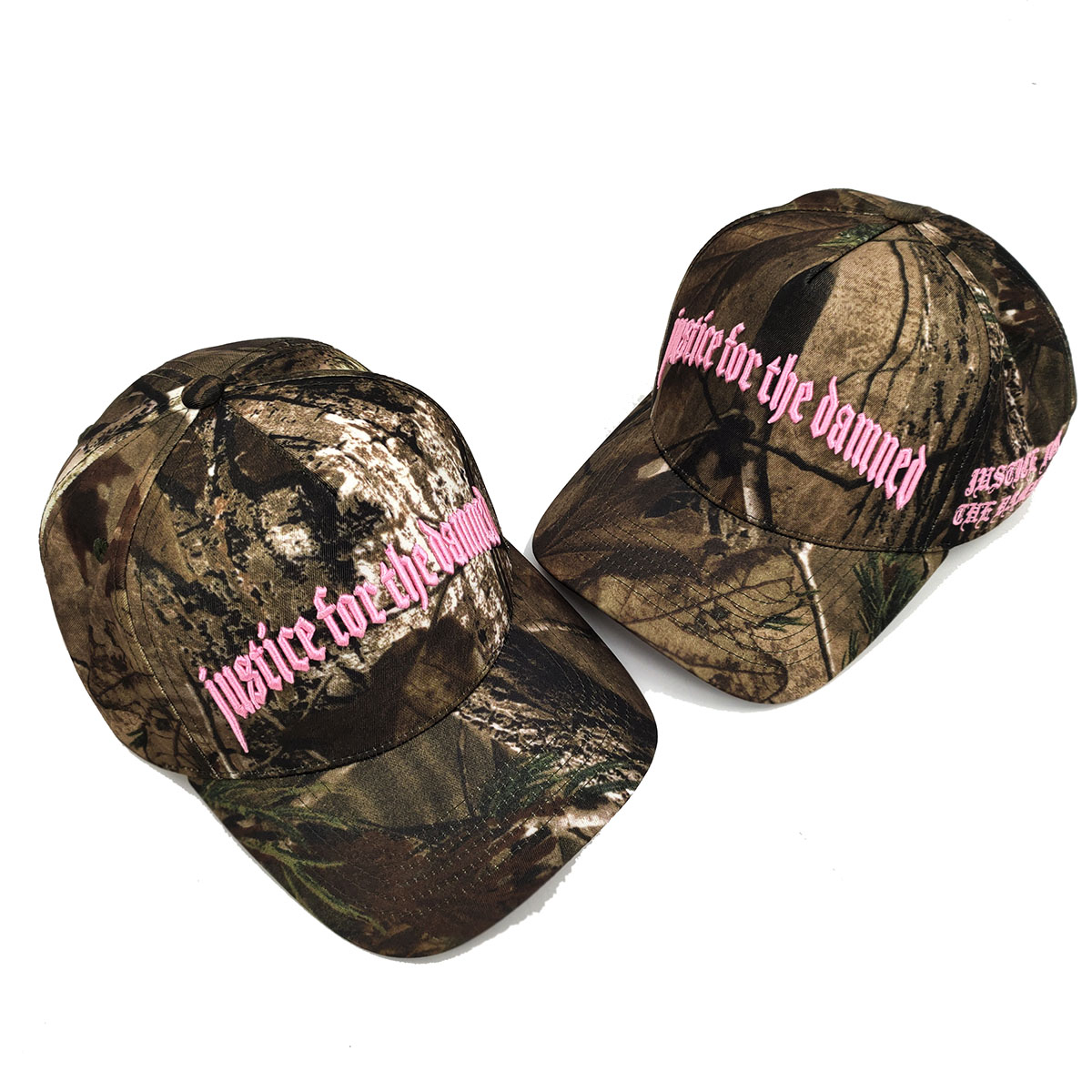 Pure Cotton Real Tree Leaf Baseball Caps Camo Flame 3D Embroidery Letter Hunting Outdoor Sport Pink Stitching Camo