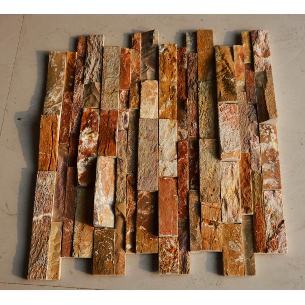 Natural Polished Wooden Vein Ledge Stone Wall Cladding 15mm Thickness