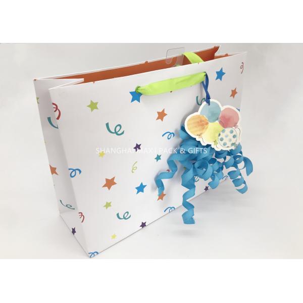 Party White Christmas Paper Sweet Bags With Handles Ribbon Curved Gift Topper