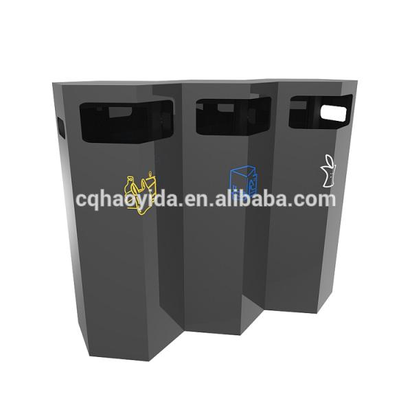 Haoyida Outdoor Metal Trash Bin Contemporary Modular Recycling Bin Urban Street Park Waste Bin